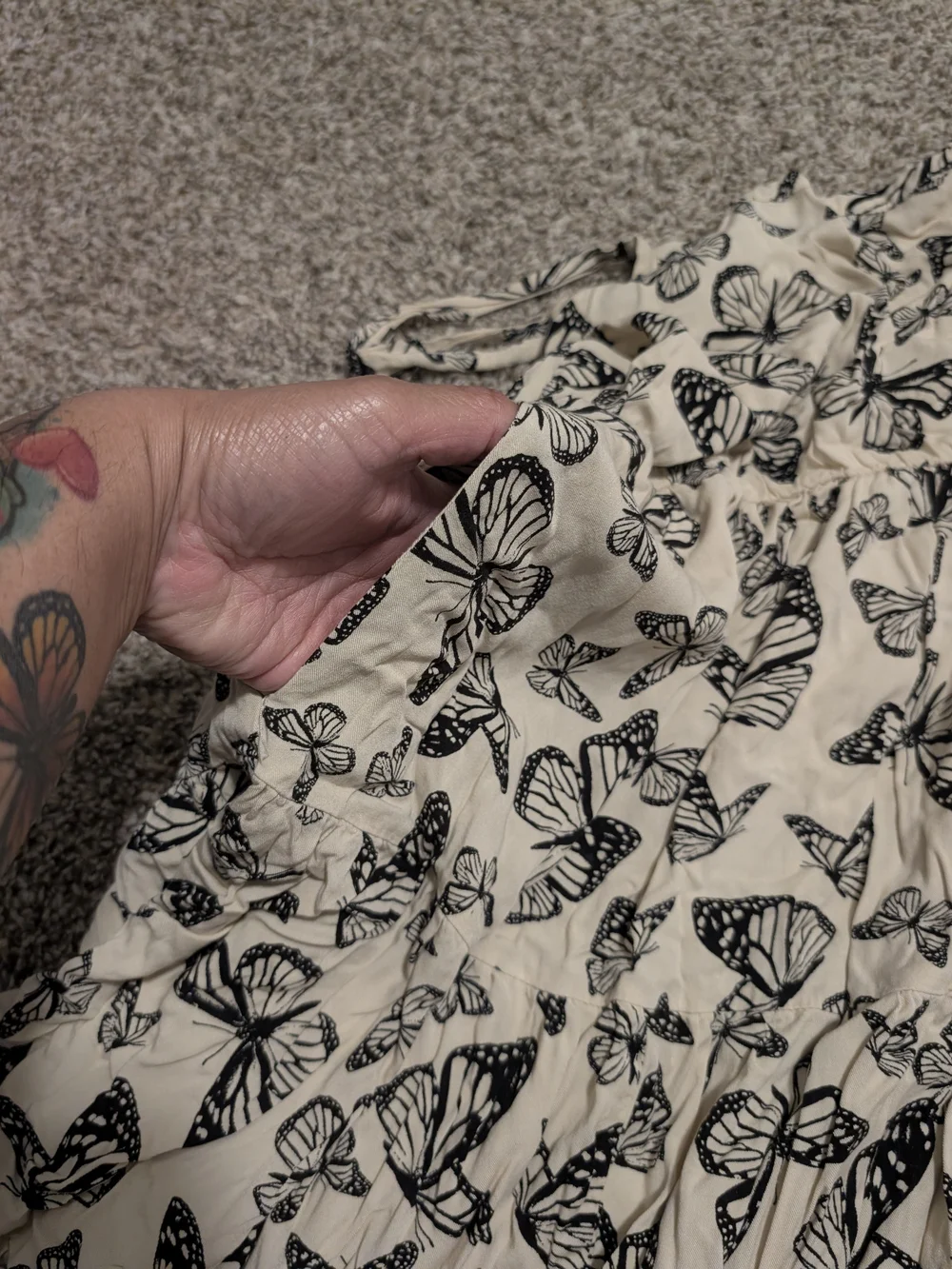 Hot Topic Cream Butterfly Print Sundress
